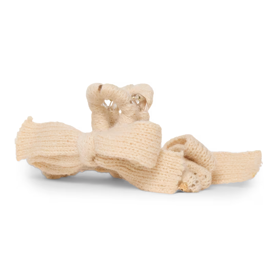 Lele Sadoughi  Ivory Cable Knit Bow Claw Clip