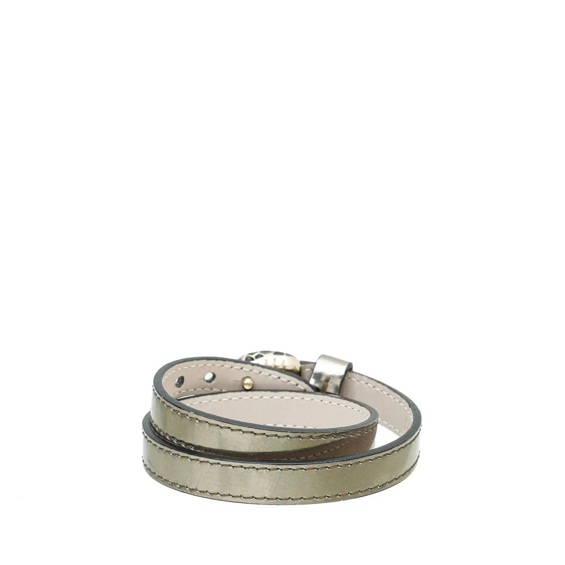 Bvlgari Metallic Grey Serpenti Forever Double Wrap Bracelet