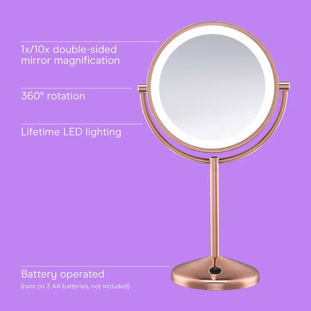 Conair  Rose Gold Vanity LED Double-Sided 1X/10X Magnification Mirror