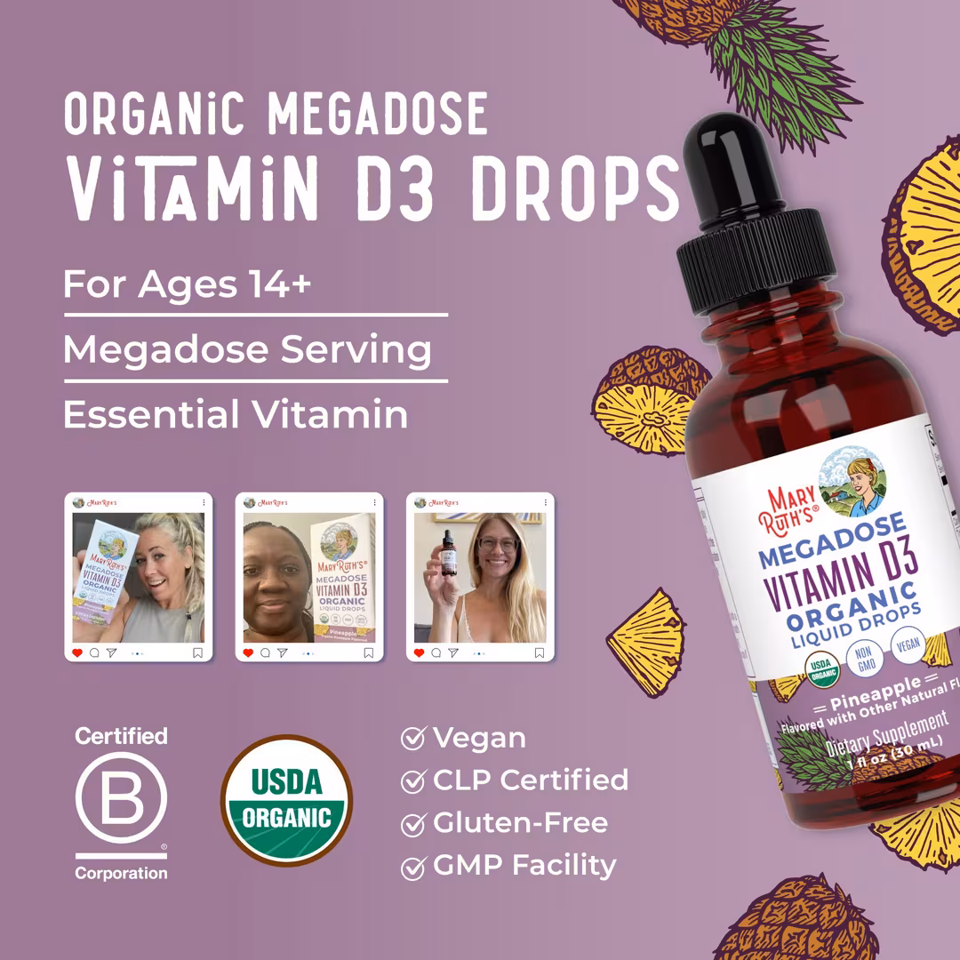 MaryRuth's  Megadose Vitamin D3 Organic Liquid Drops Pineapple