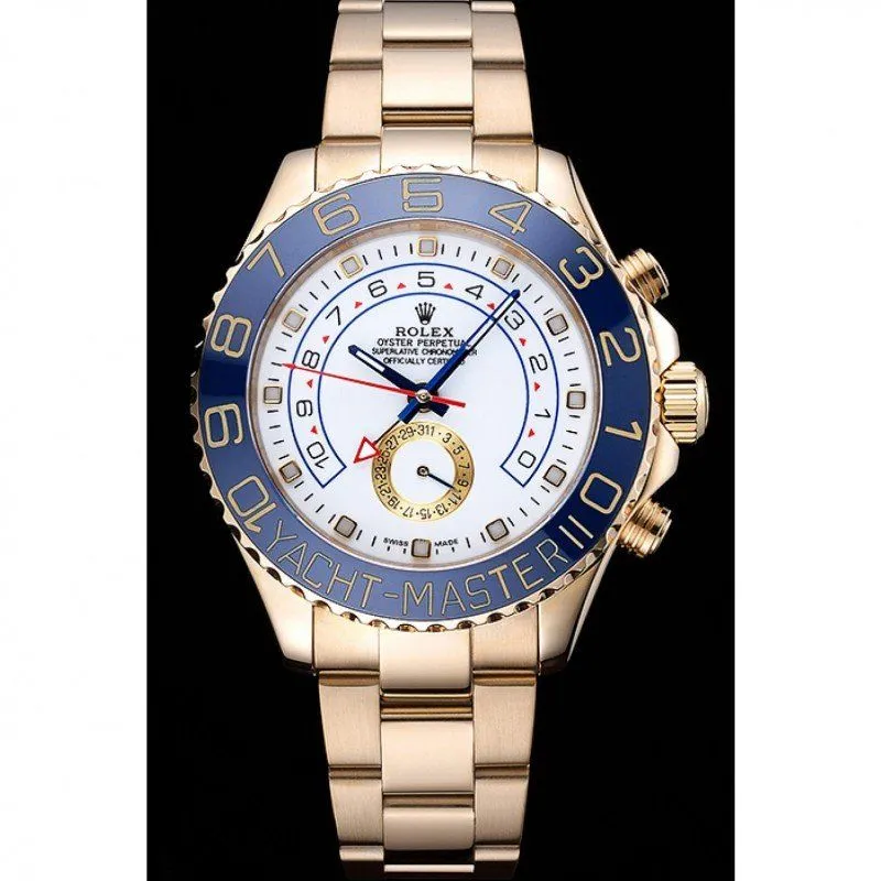 Rolex Yacht-Master II White Dial Blue Bezel Gold Bracelet 622271