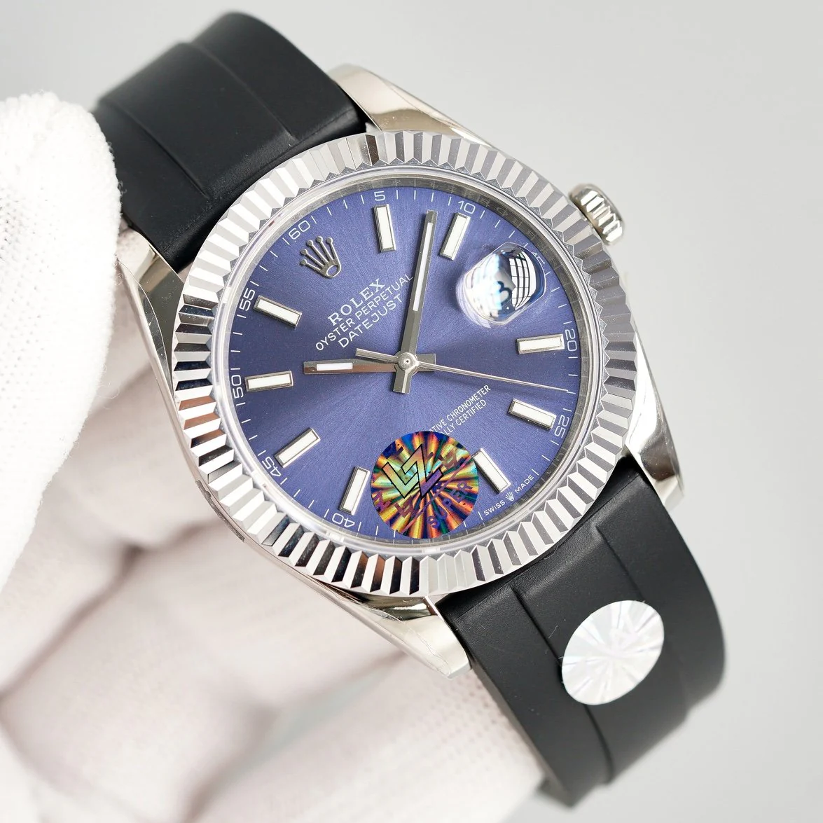 Rolex Watch DATEJUST II 41MM STAINLESS STEEL BLUE DIAL RUBBER STRAP