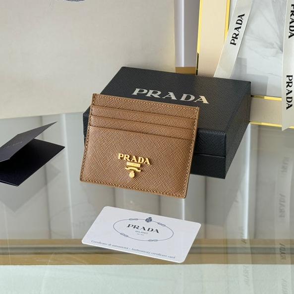 Prada 10 CARD HOLDER IN COFFEE BROWN CALFSKIN