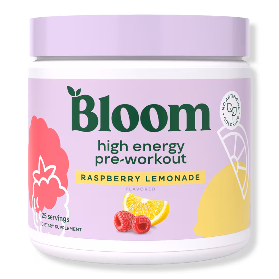Bloom  High Energy Pre-Workout Raspberry Lemonade Supplement Powder