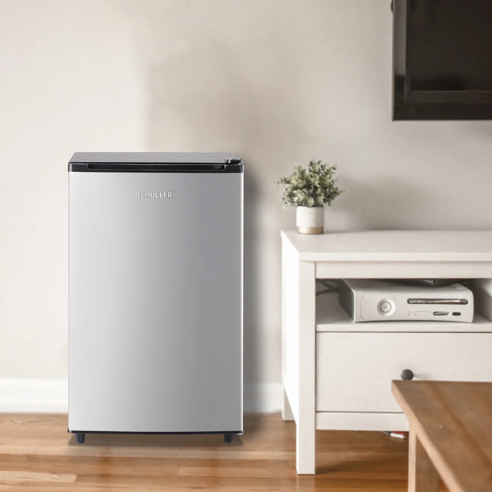 DEMULLER Upright Freezer 3.2 Cu. ft Front Door Freezer Compact Adjustable Thermostat Silver