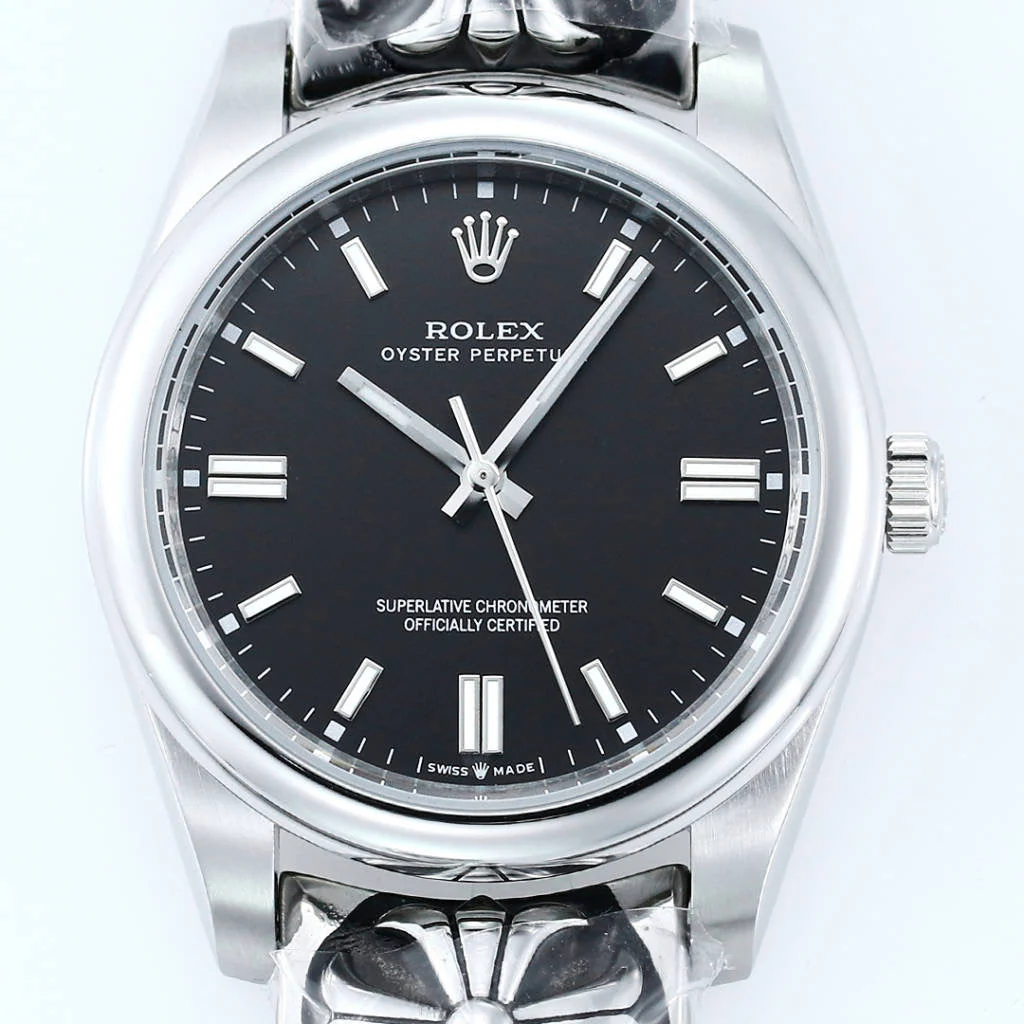 Rolex Watch Oyster Perpetual 41mm Silver Black Dial