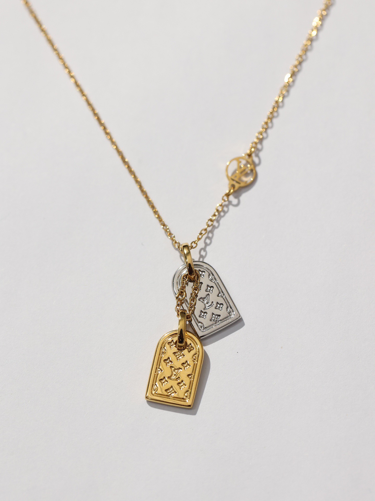 Louis Vuitton Crystal Monogram Double-Tag Pendant Necklace