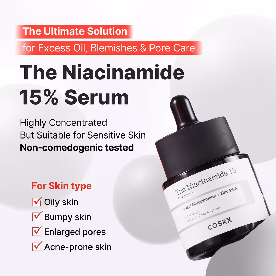 COSRX  The Niacinamide 15 Serum with Acetyl Glucosamine + Zinc PCA