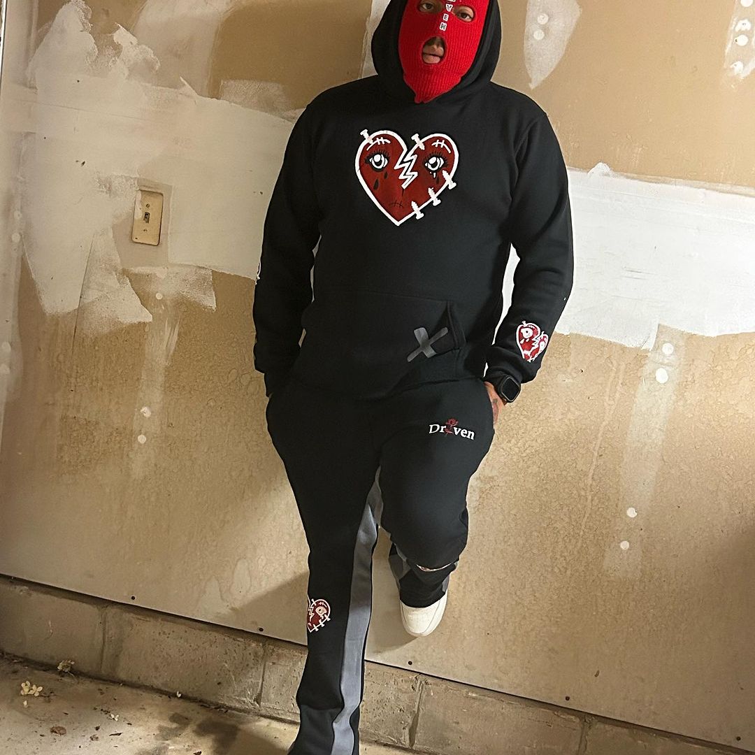 Fashionable love sports style hoodie set