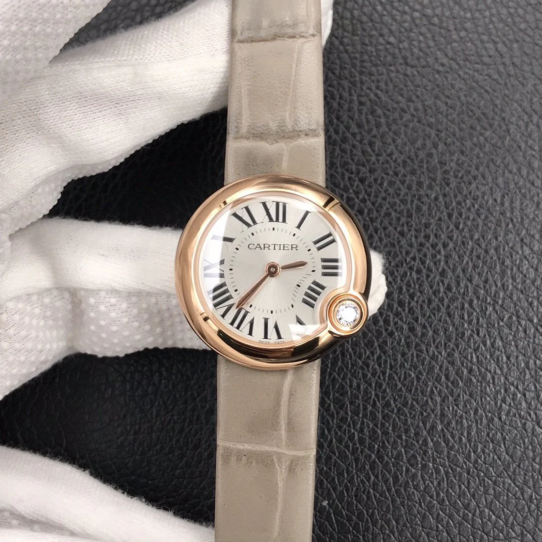 Cartier Watch BALLON BLANC DE CARTIER ROSE GOLD CASE GREY LEATHER