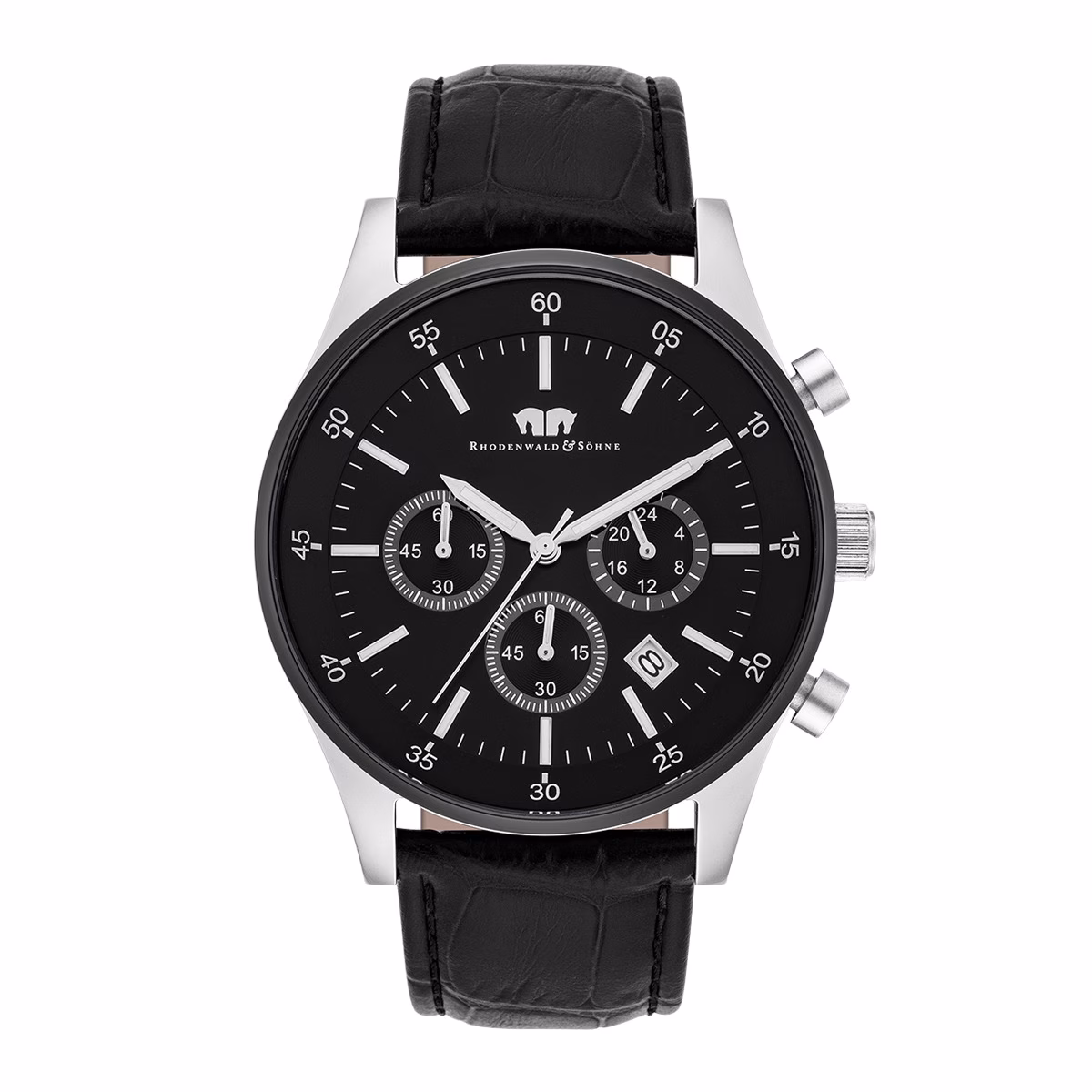 Armband-Uhr Goodwill aus Echtleder in silber/schwarz