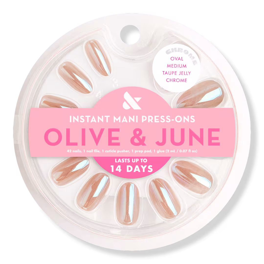Olive & June  Instant Mani Press-On Nails Taupe Jelly Chrome