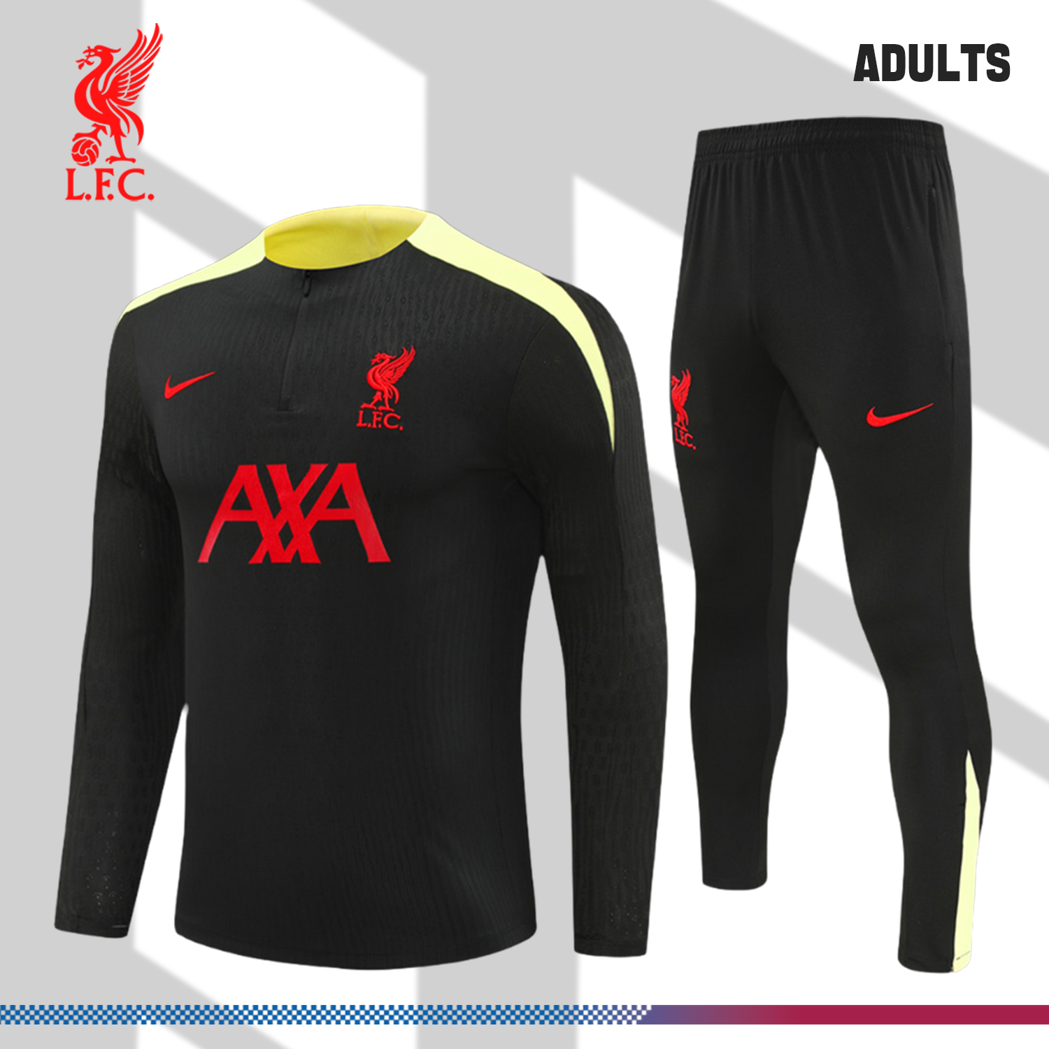 2024/2025 Liverpool Black Adult Half Zip Training Suit (Adult Kit)