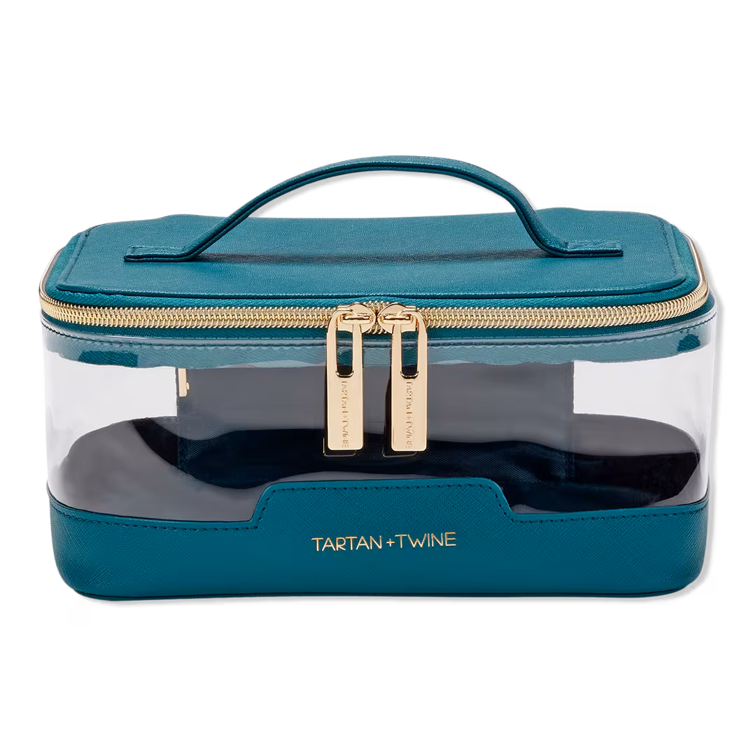 Tartan + Twine  Transparent Teal Box Train Case