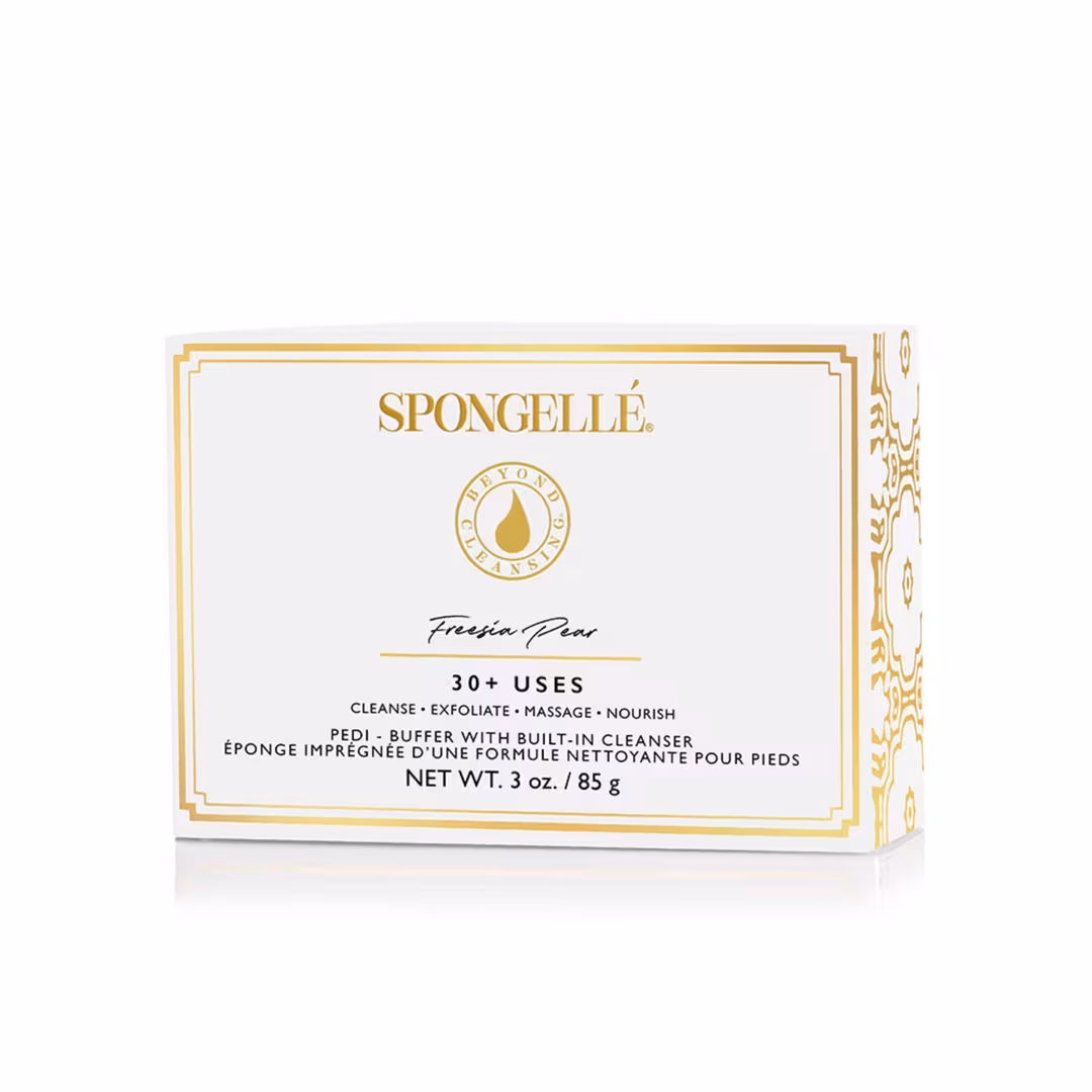 SPONGELLE  Freesia Pear Pedi Buffer | Exfoliating Foot Scrub | 30+ Uses