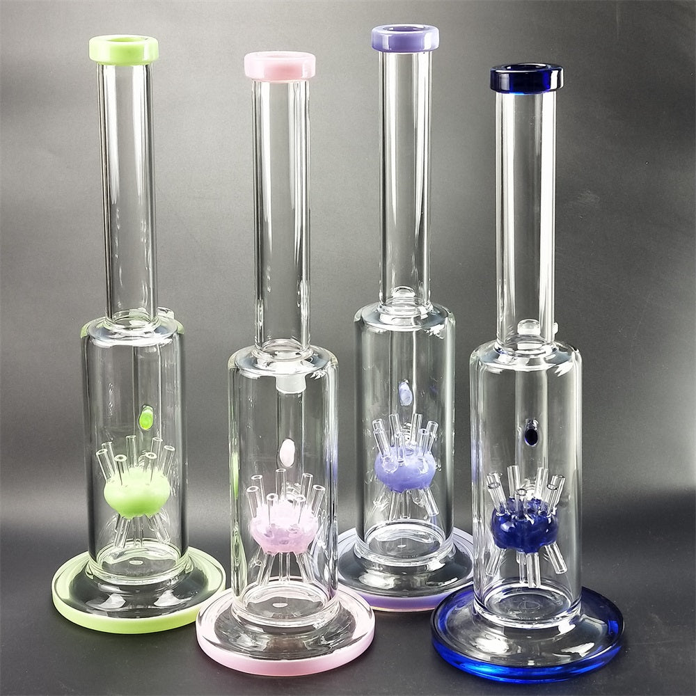13 Straight Sprinkler Perc Glass Bong