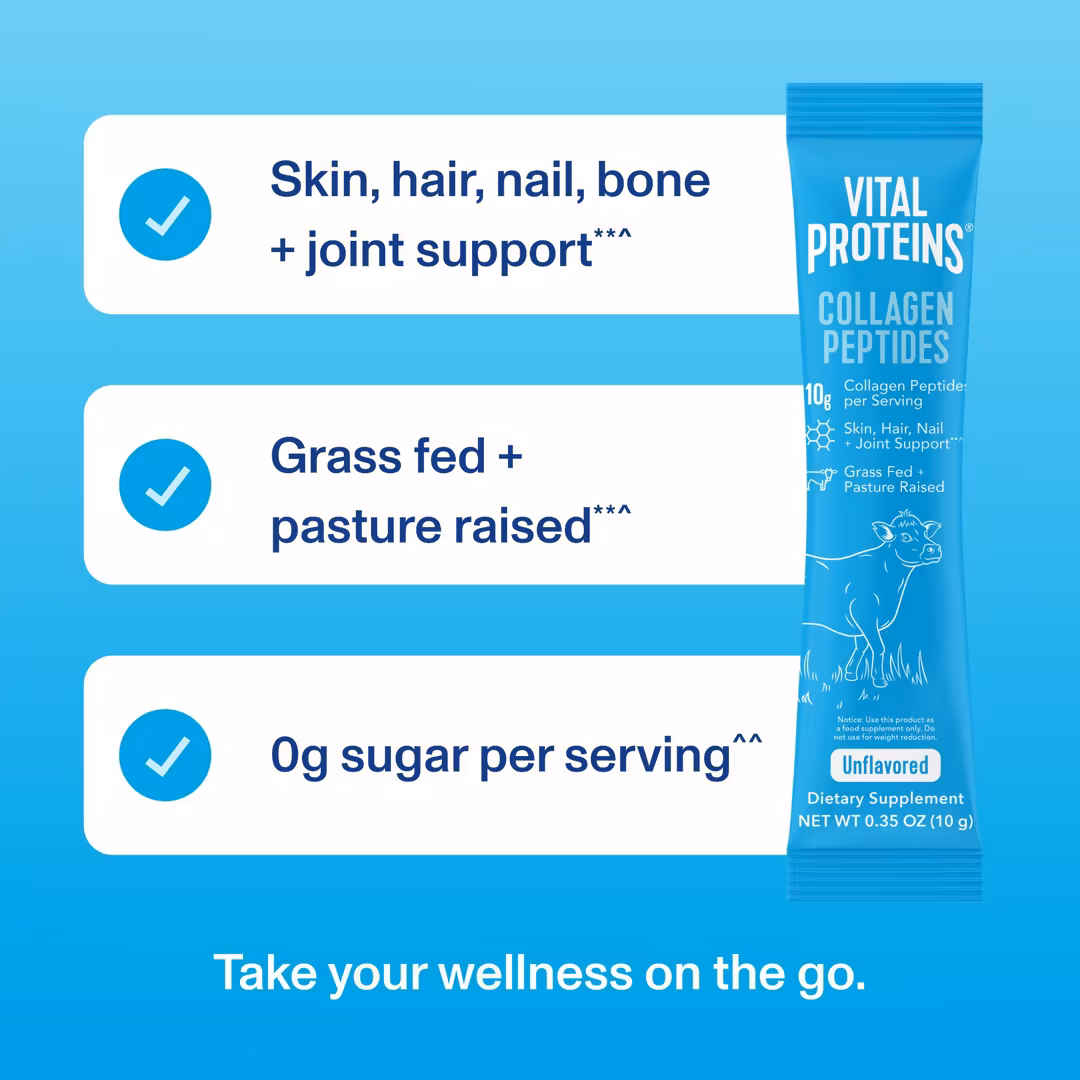 Vital Proteins  Hydrolyzed Collagen Peptides Unflavored Powder Stick Pack