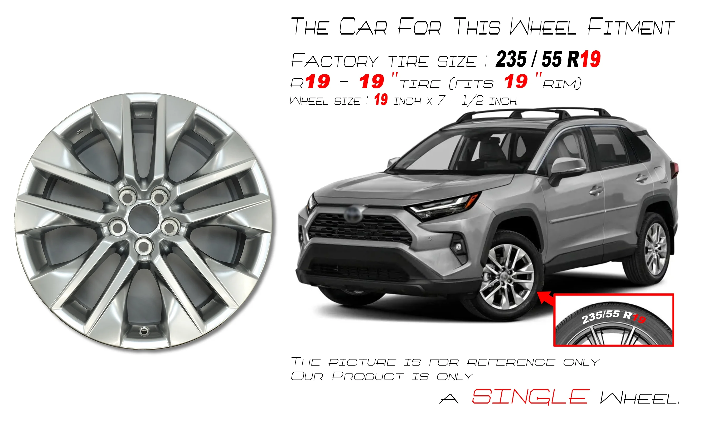 For Toyota RAV4 2019-2024 OEM Design Wheel 19