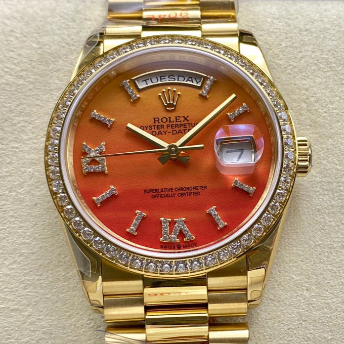 Rolex Watch Day-Date 36mm Gold Orange Dial