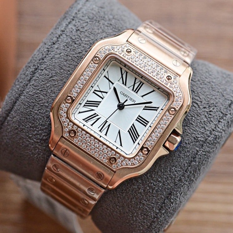 Cartier Watch SANTOS LADY 35MM QUARTZ 35MM ROSE GOLD DIAMOND