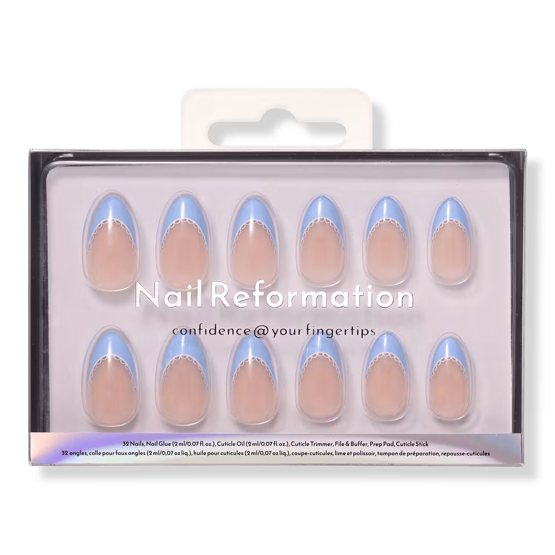 Nail Reformation  Blue Chantilly Press On Nails