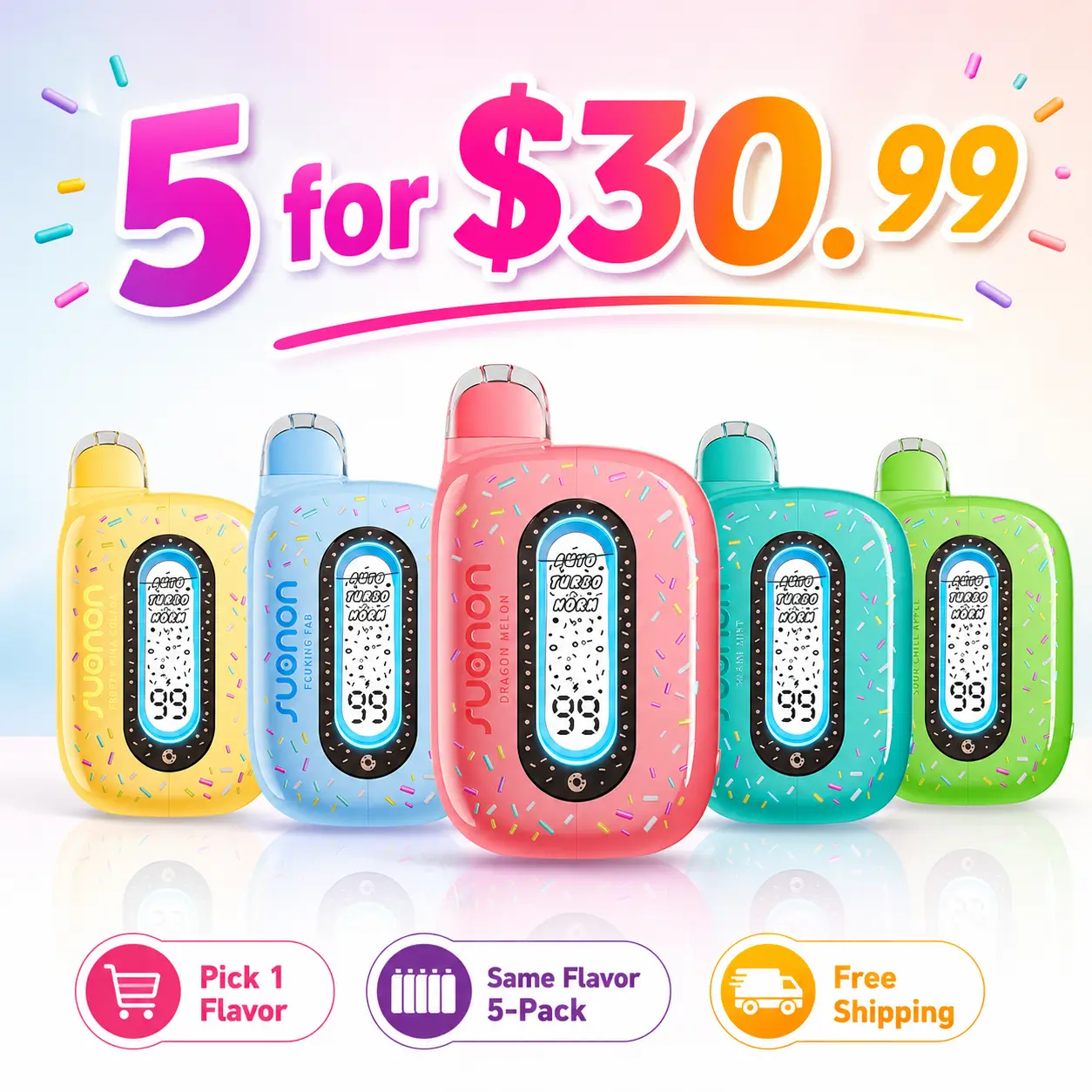 5 for $30.99 + Free Shipping | Suonon Donete 50K Same Flavor 5-Pack