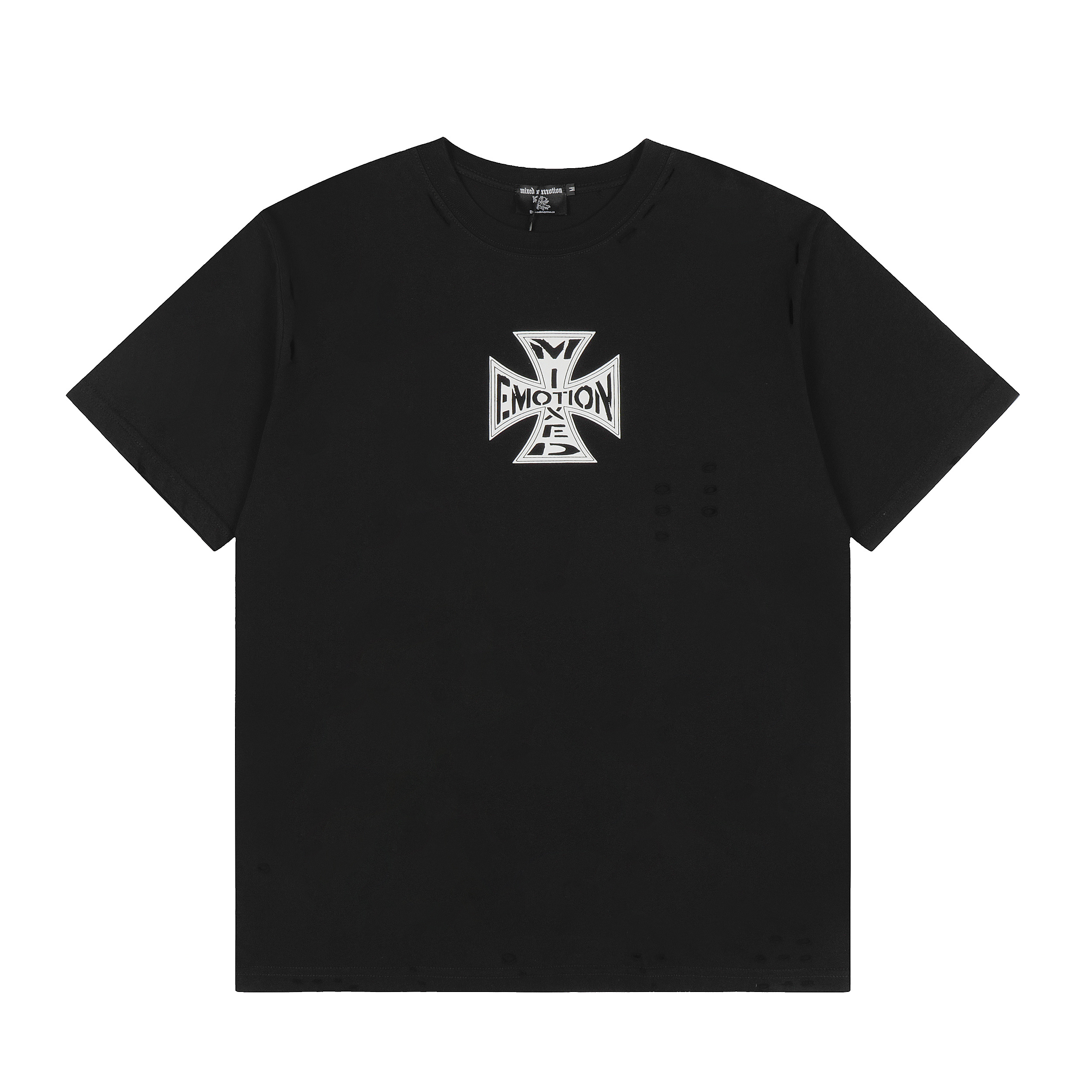 Exquisite logo cross print black short-sleeved shirt