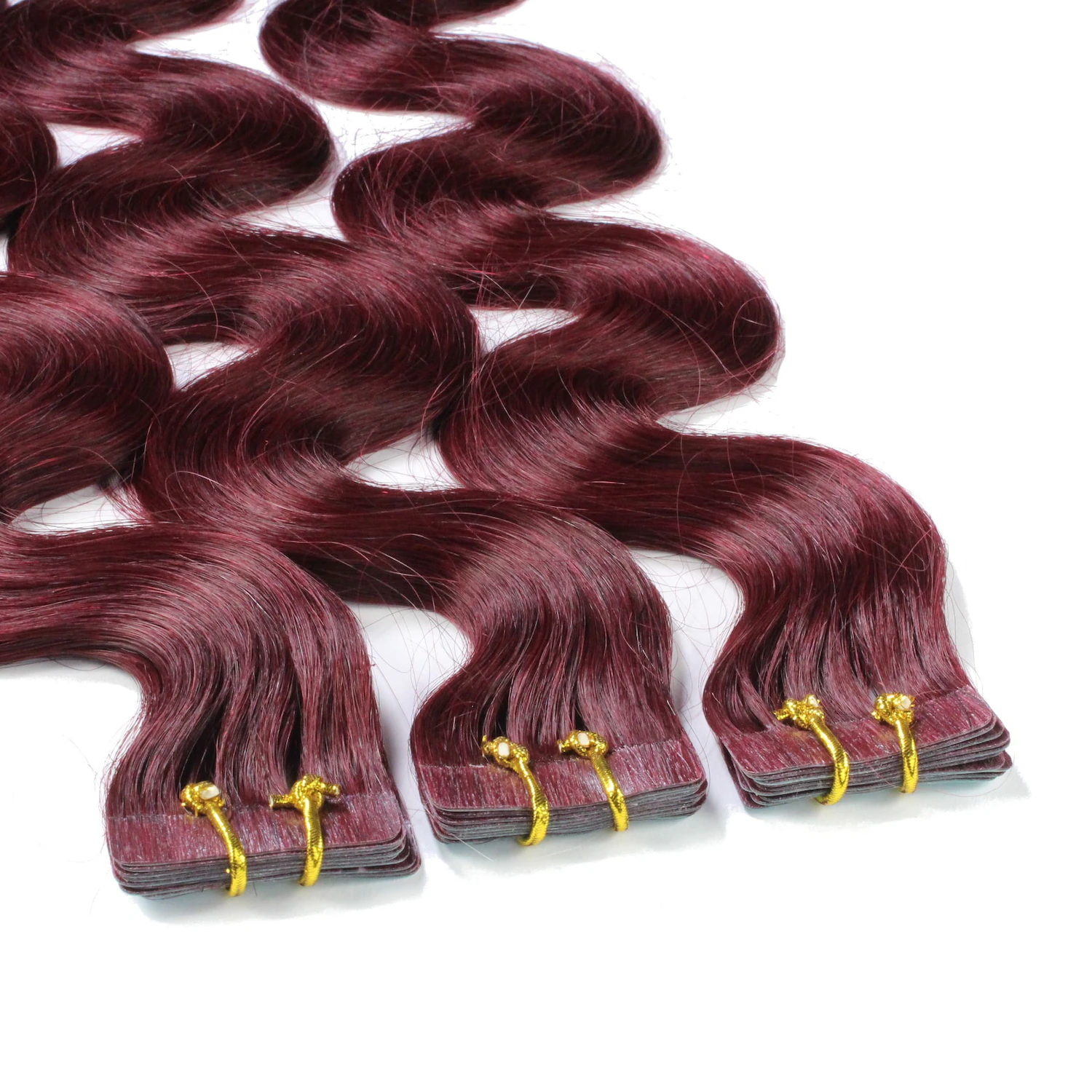Tape Extensions Echthaar #55/66 Hellbraun Intensiv Violett-Intensiv
