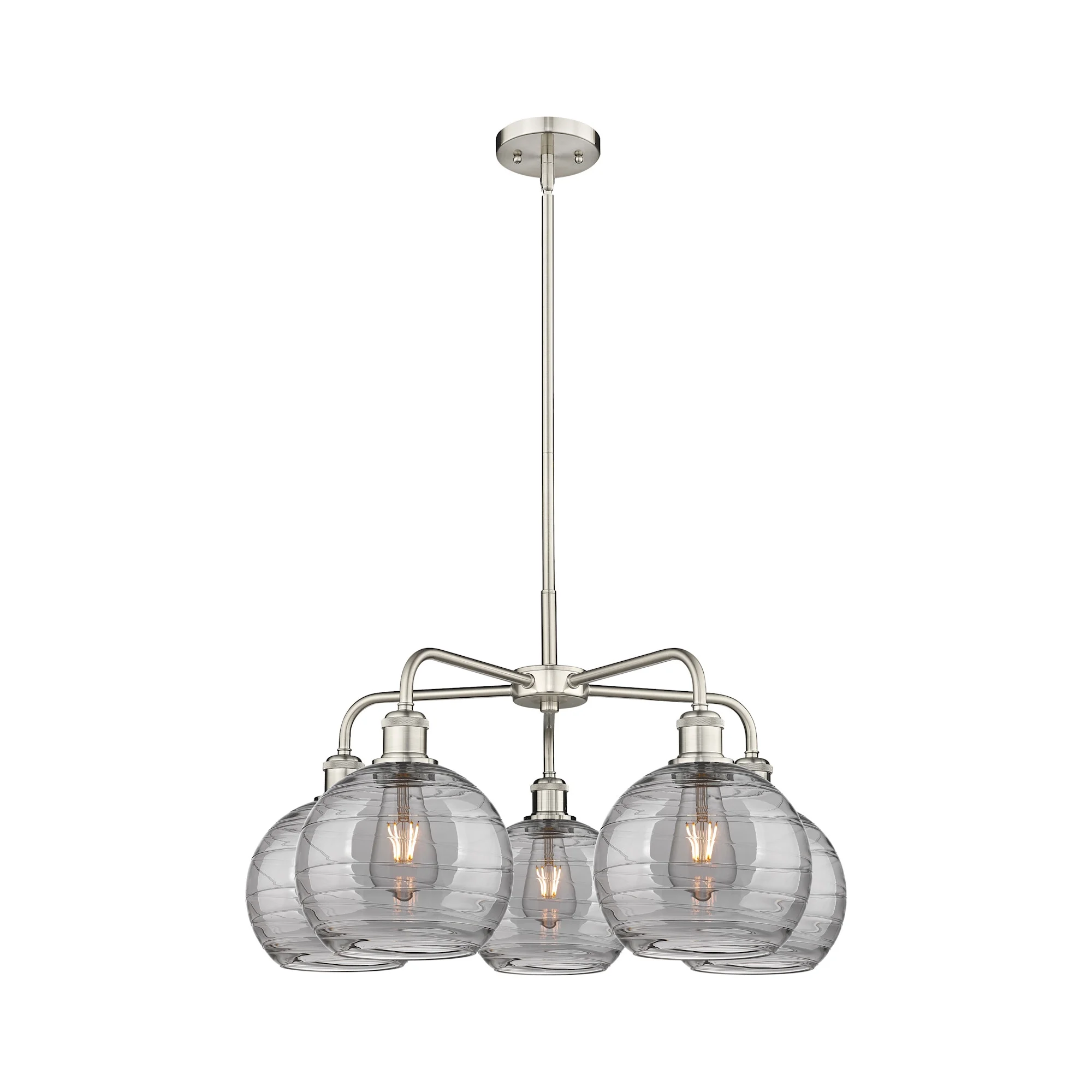 516-5CR-AC-G1213-8SM-Innovations Lighting-Athens Deco Swirl - 5 Light Stem Hung Chandelier In Industrial Style-15.38 Inches Tall and 26 Inches