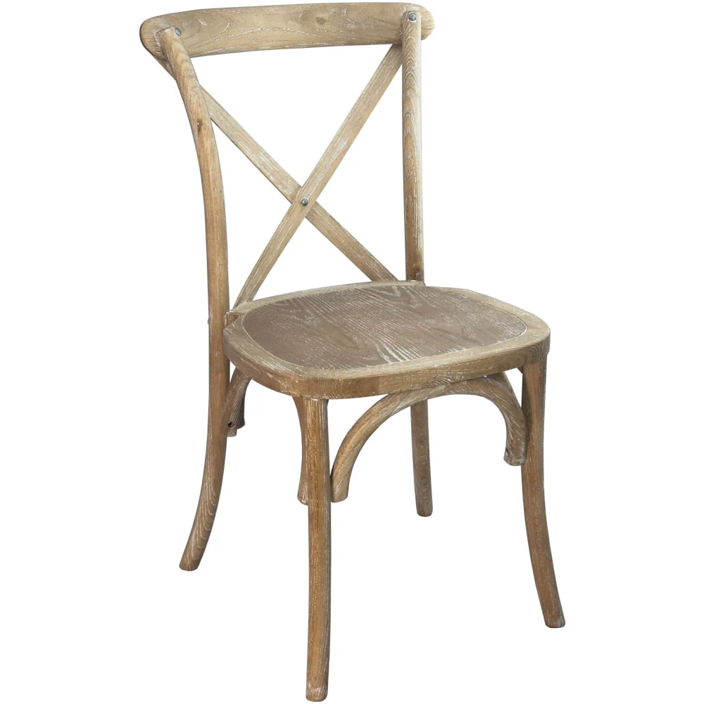 Merrick Lane X-Back Bistro Style Wooden High Back Dining Chair in Natural with White Grain