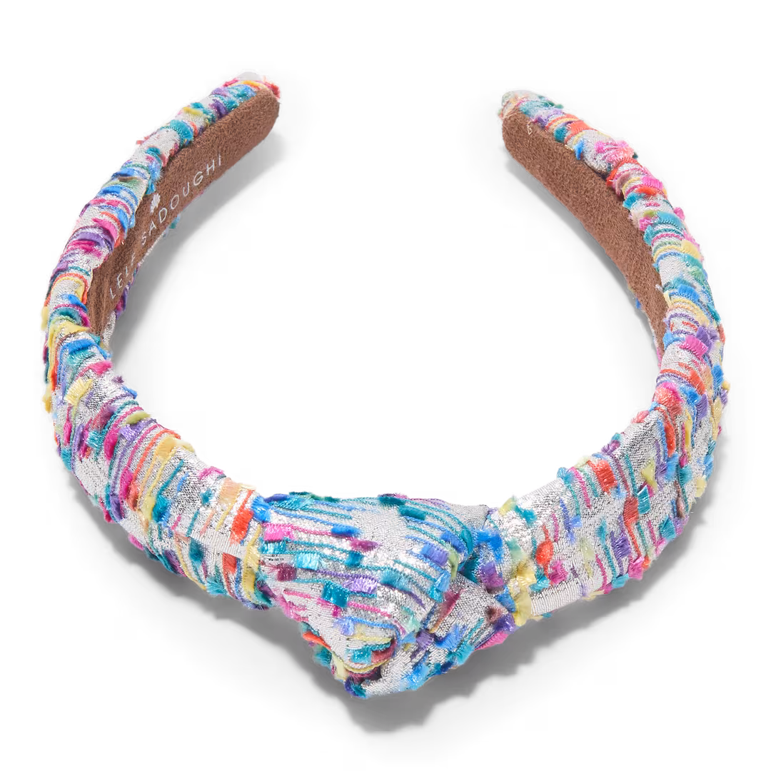 Lele Sadoughi  Beaded Metallic Confetti Boucle Slim Knotted Headband
