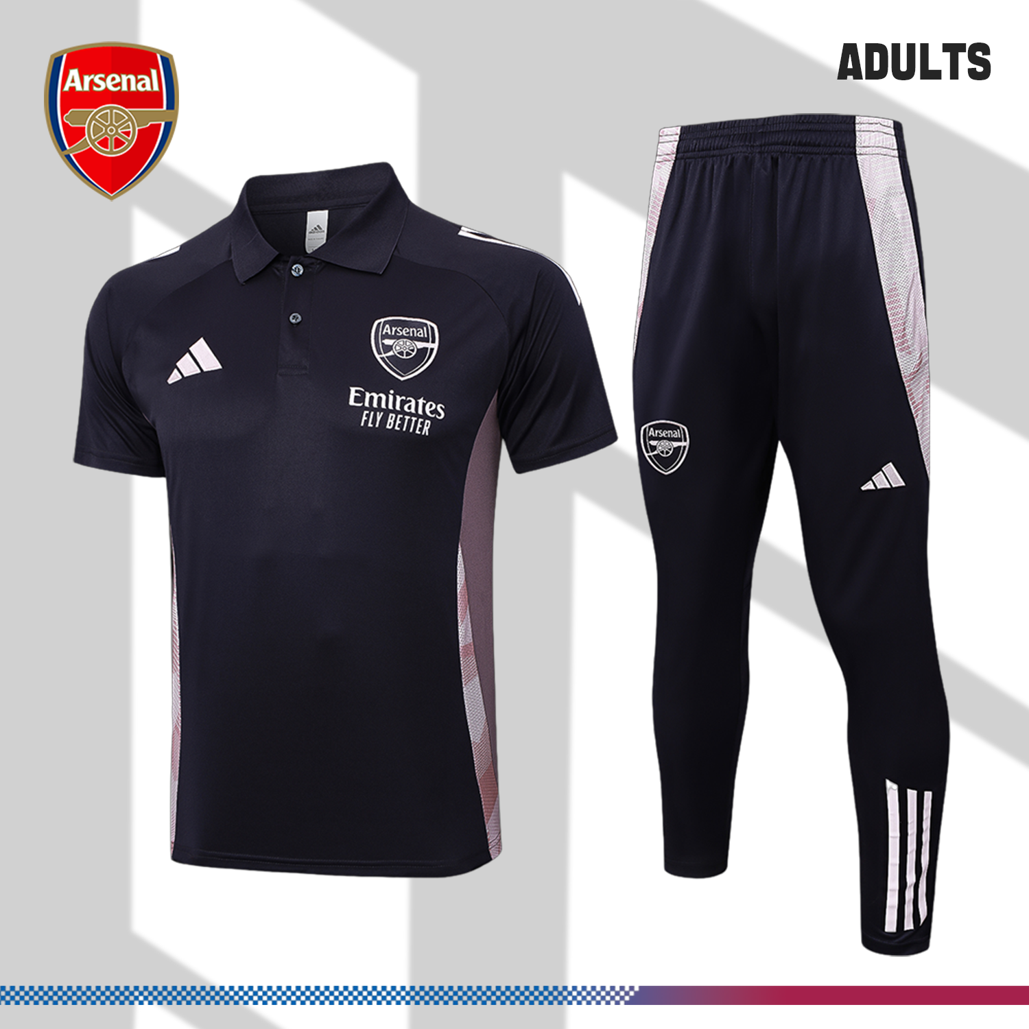 2024/2025 Arsenal Deep Purple Polo Short Sleeve Trousers (Adult Kit)