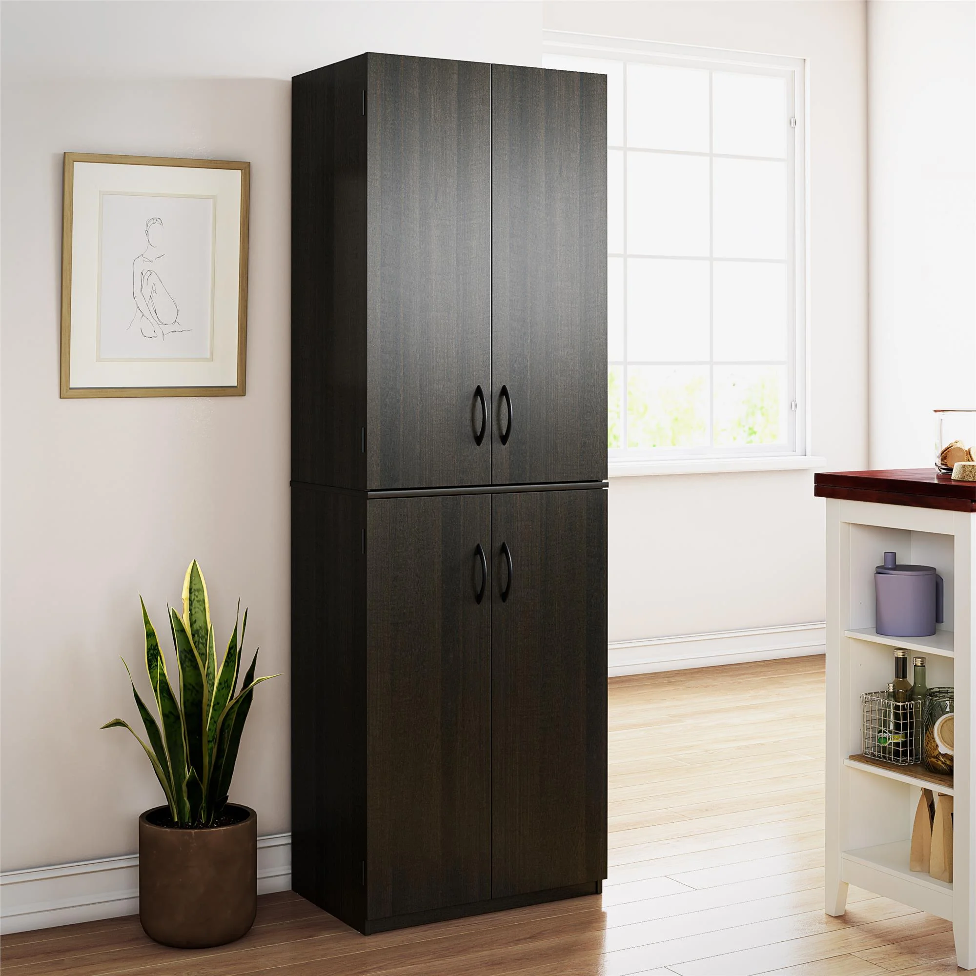 Mainstays 72" 4-Door Storage Cabinet, Espresso