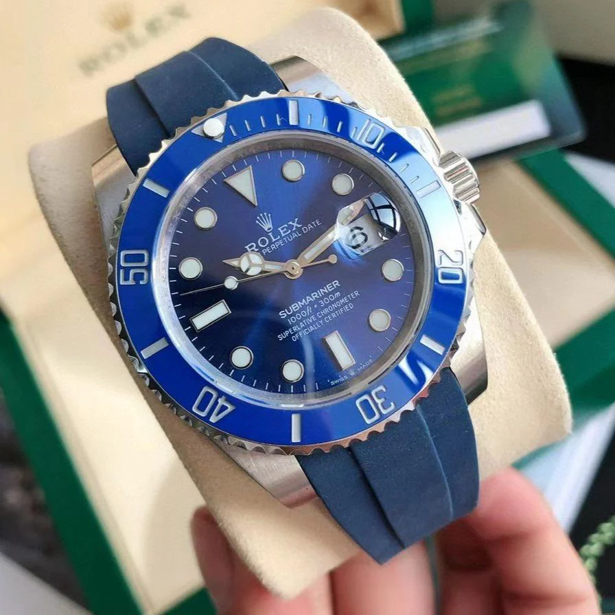 Rolex Watch SUBMARINER DATE 41 BLUE BEZEL RUBBER STRAP