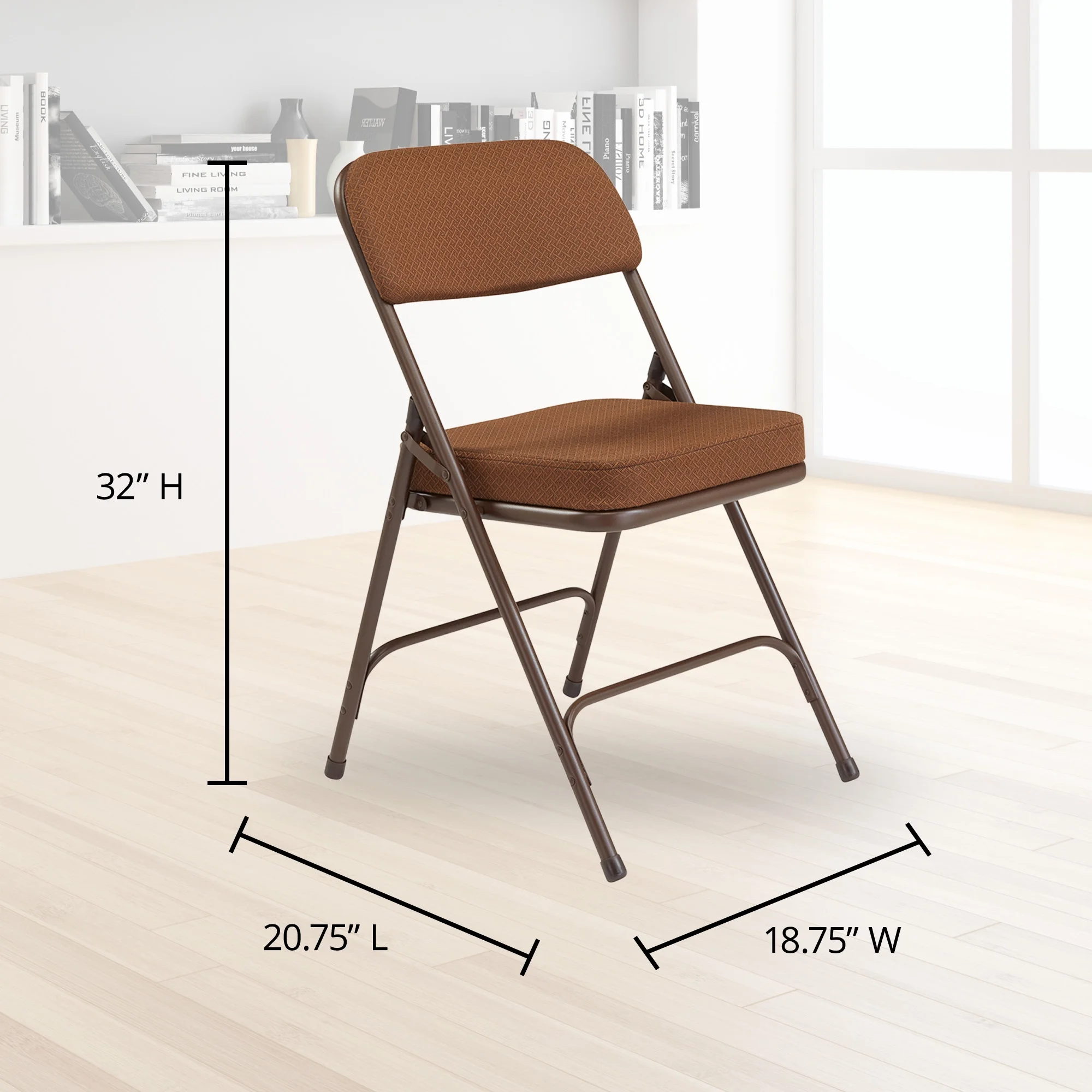 (Pack of 2) NPS 3200 Series Premium 2" Fabric Upholstered Double Hinge Folding Chair, Antique Gold
