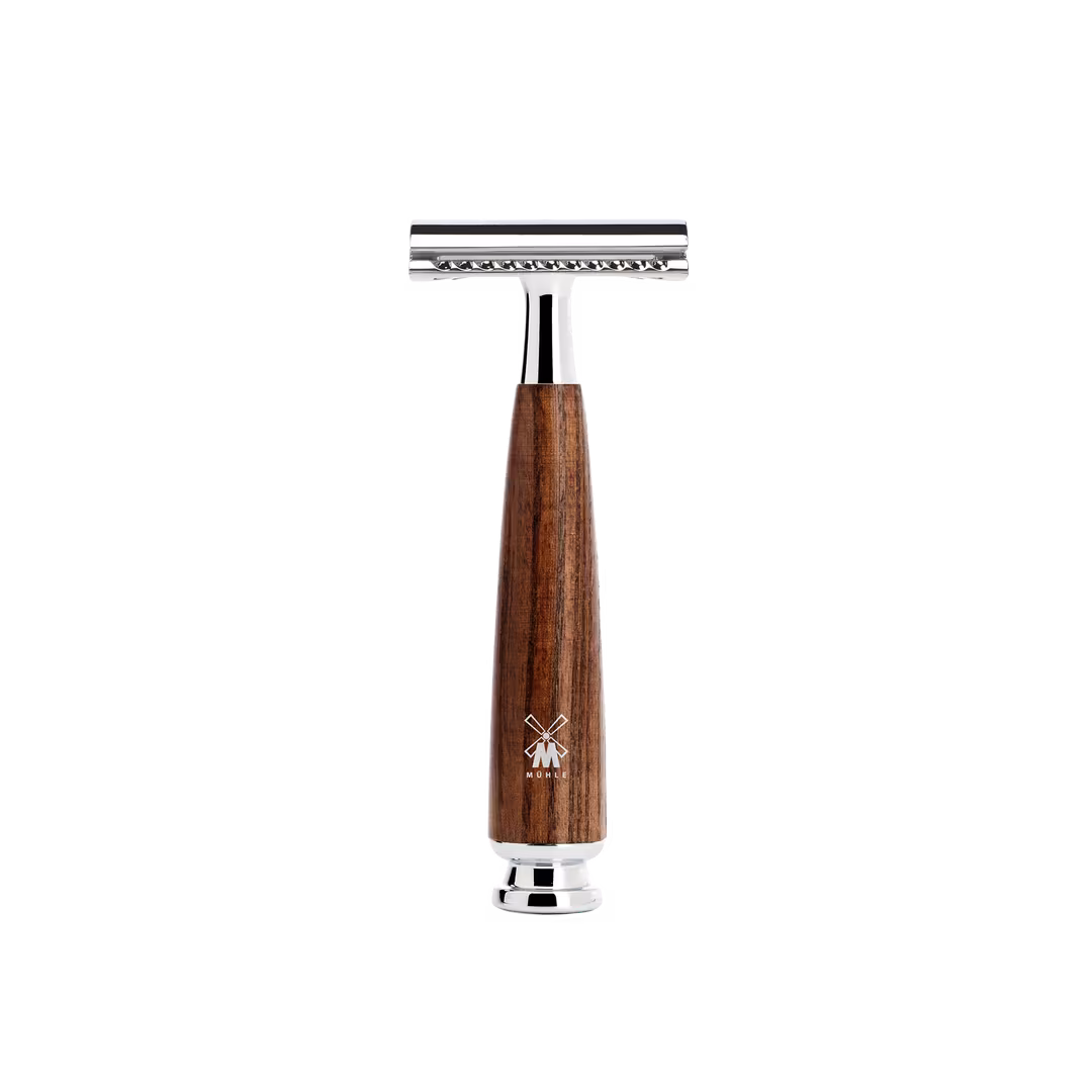 MÜHLE  Rytmo Steamed Ash 4-Piece Black Fiber & Safety Razor Shaving Set