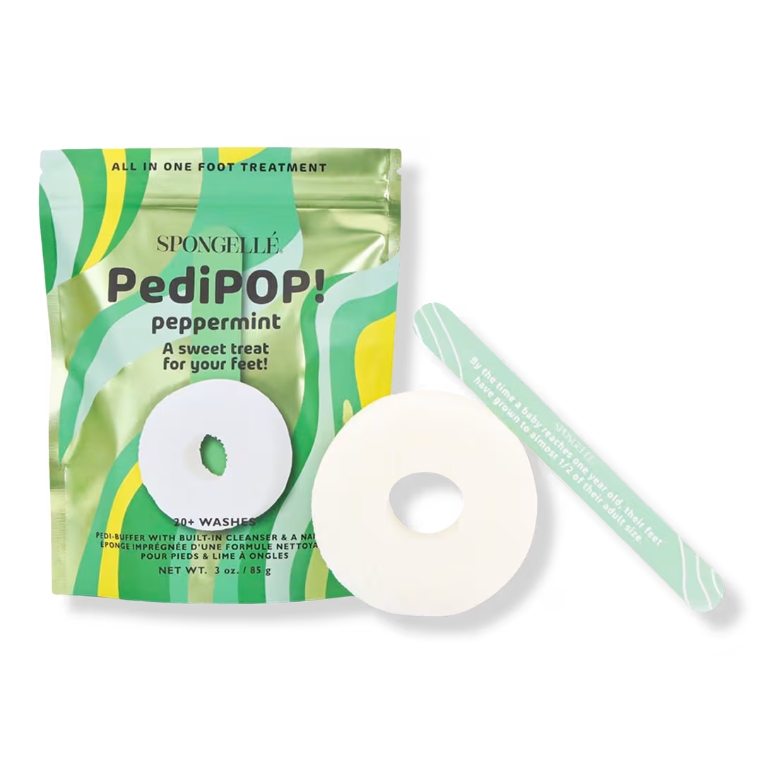 SPONGELLE  PediPOP! Cotton Candy Pedi Buffer & Nail File | All-in-One Pedi Treatment
