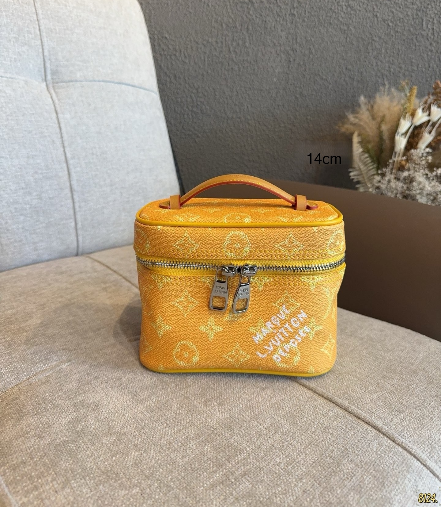 LV Yellow Nice Vanity Case Box Monogram Coated Canvas Signature Top Handle Bag
