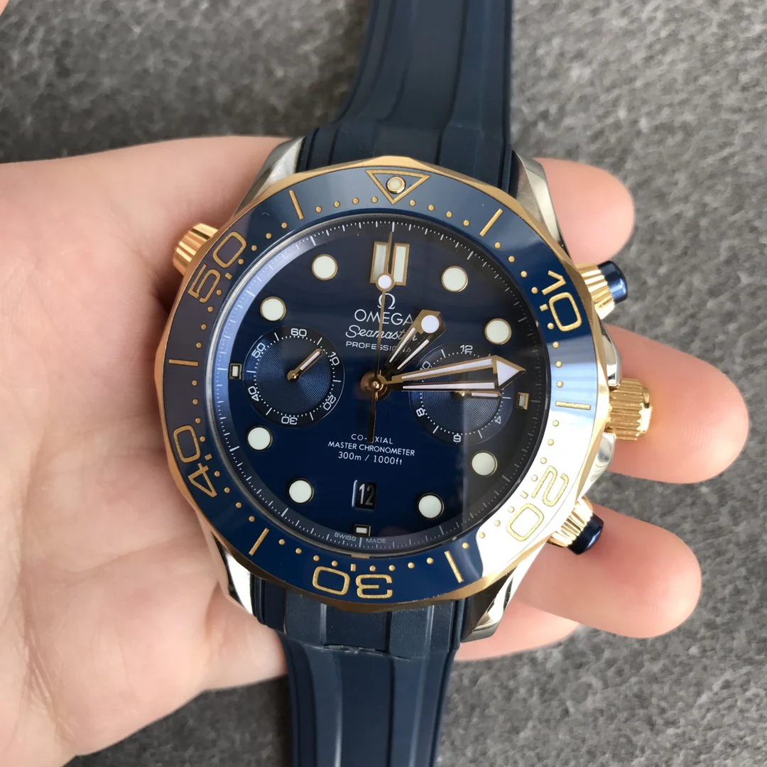 Omega Watch SEAMASTER DIVER 300M GOLD CASE CHRONOGRAPH 44MM BLUE DIAL