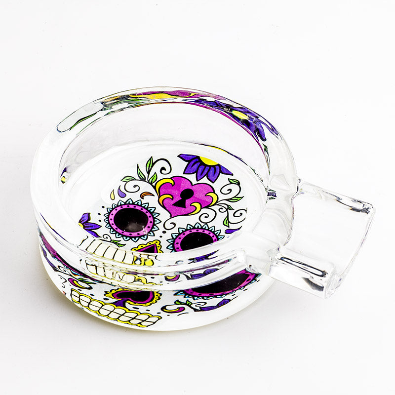 Day of Dead Skull Glass Ashtray (Random Pattern)