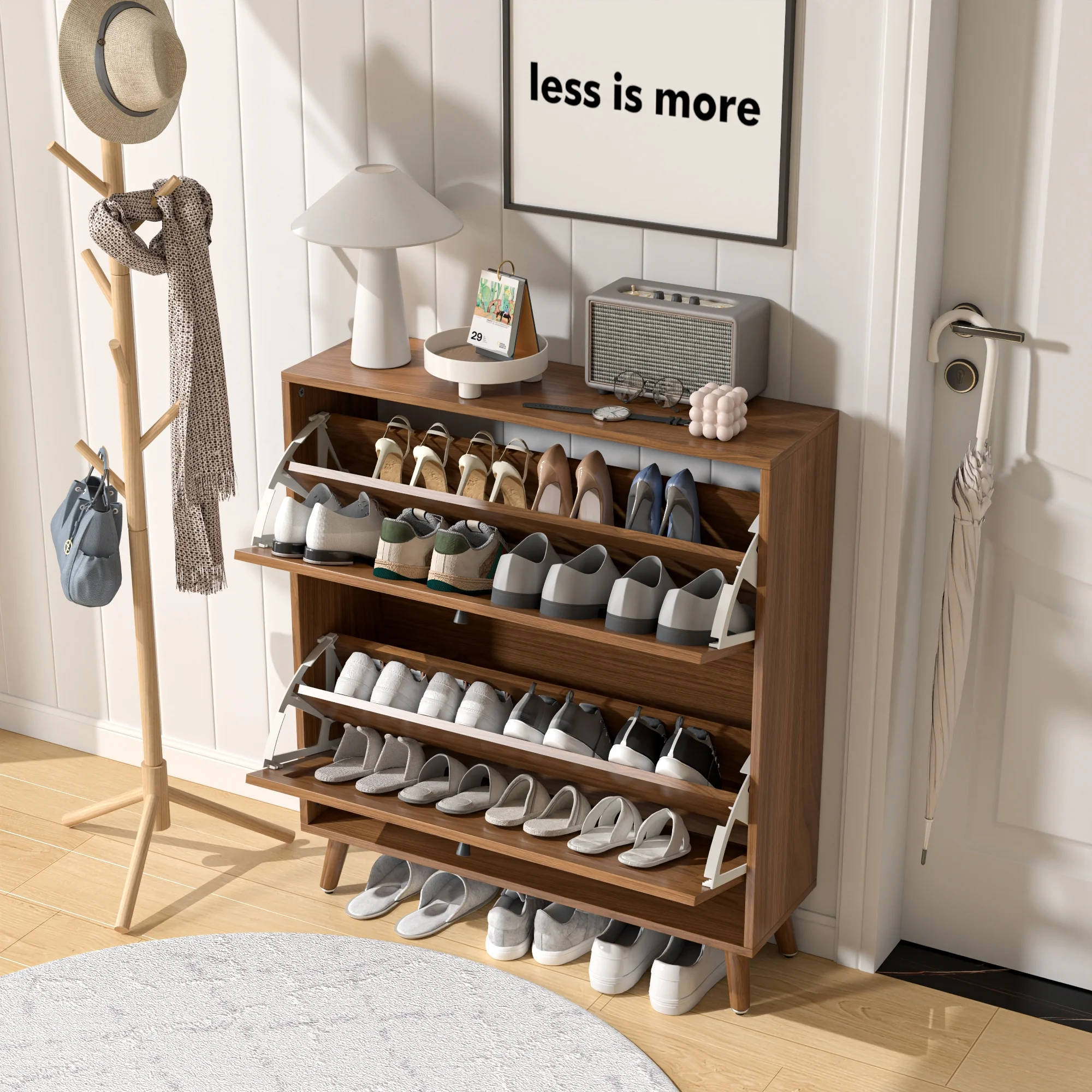 Shoe Storage Cabinet with 2 Flip Drawers, Modern Shoe Cabinet Storage for Entryway, Entryway Shoe Storage