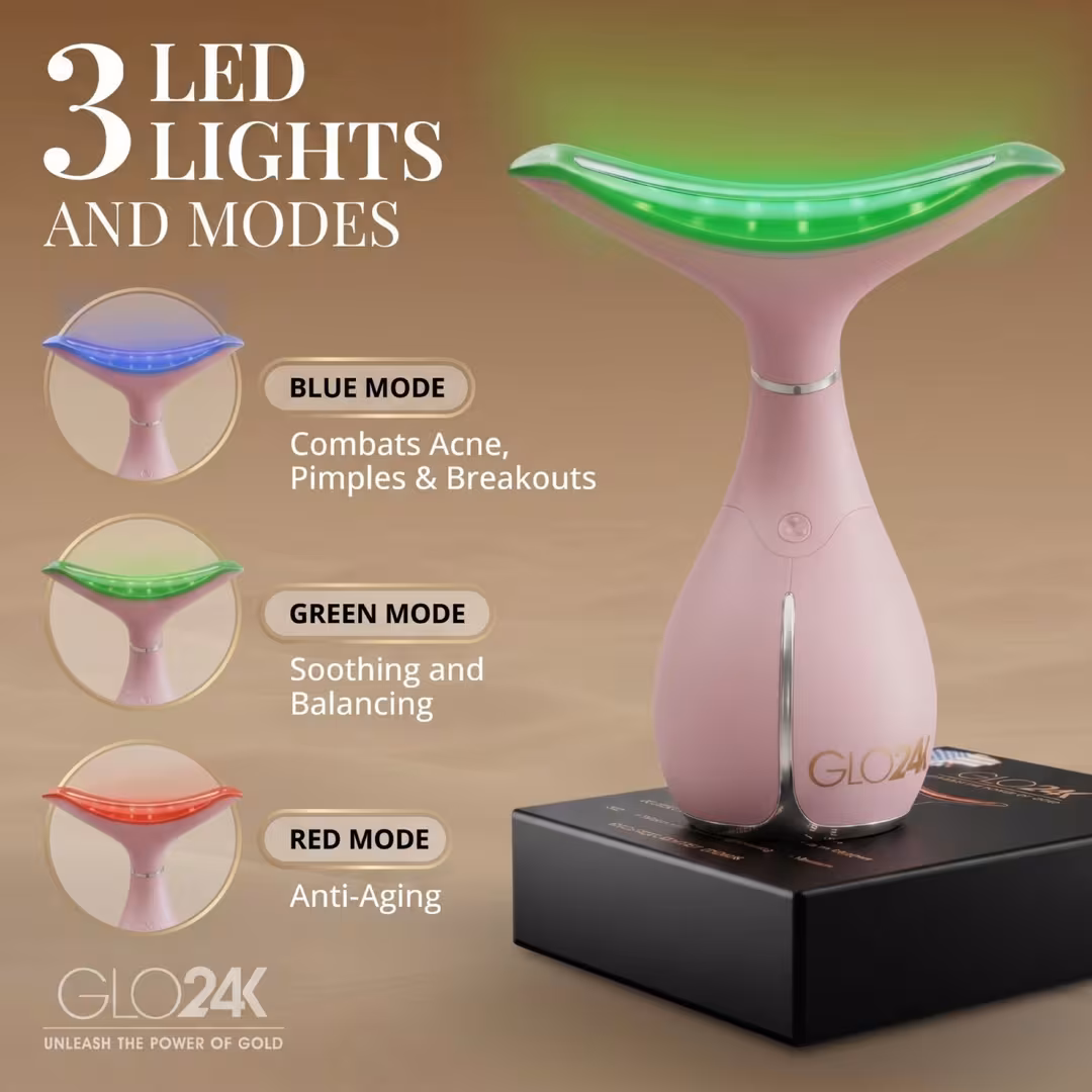 Glo24k  Skin Rejuvenation Beauty Device for Face & Neck – Pink (Limited Edition)