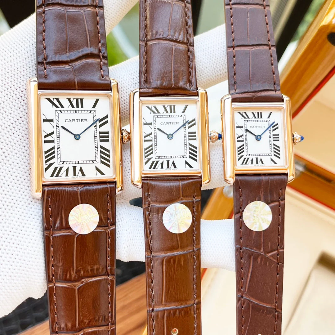 CARTIER Watch TANK MUST PINK GOLD CASE LEATHER