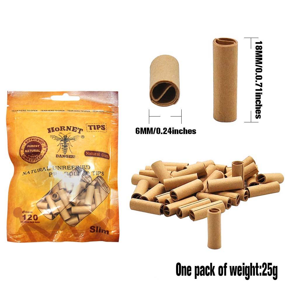 Natural Unrefined Rolling Paper Filter Tips - 6mm Brown Pre-Rolled Tips (120