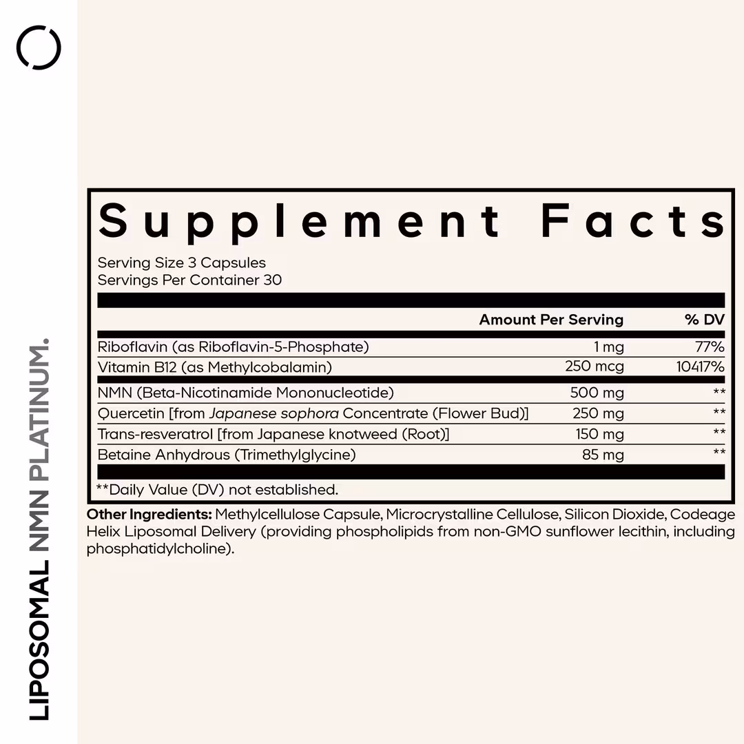 CODEAGE  Liposomal NMN with Resveratrol, Quercetin & B Vitamins