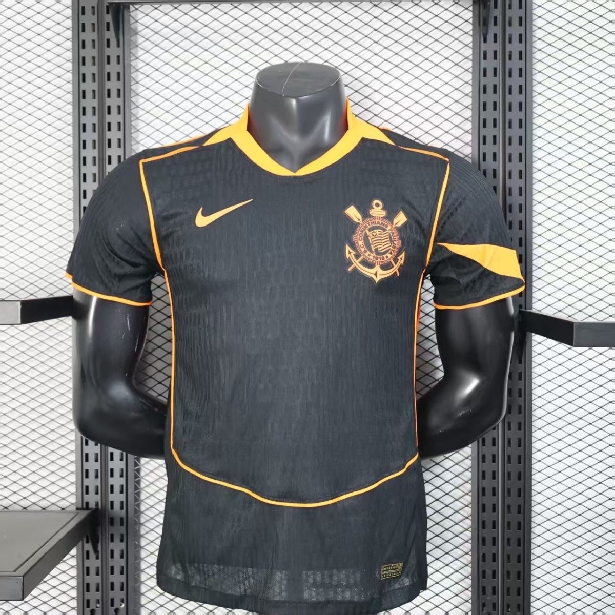 Corinthians 2025/26 Second Away Match Player Edition Black and Gold Color Scheme Football Shirt