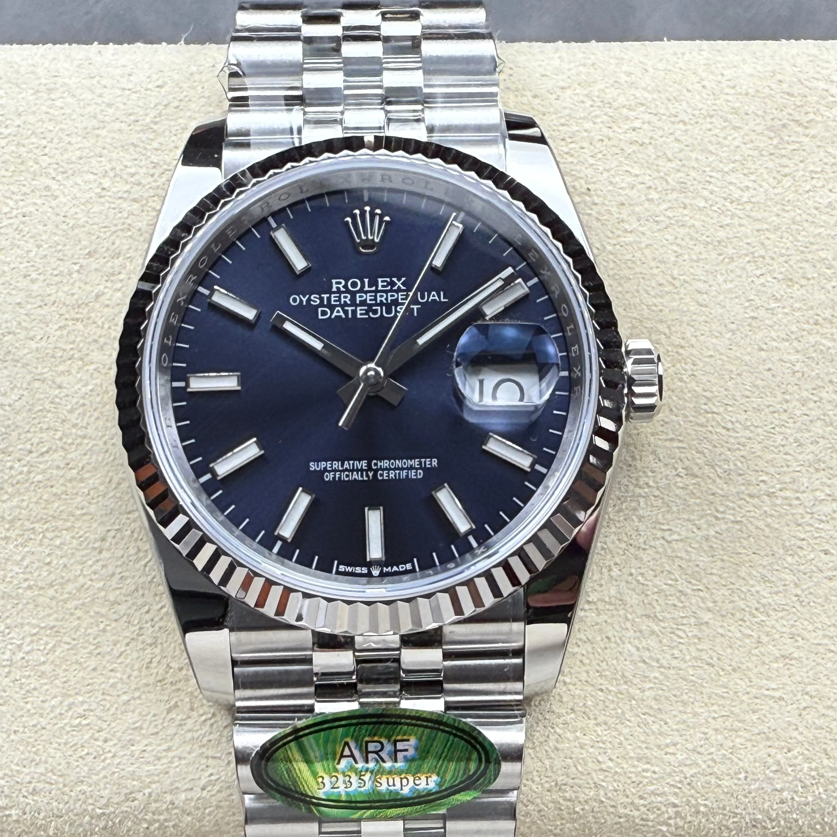 Rolex Watch Day-Date 36mm Silver Navy Blue