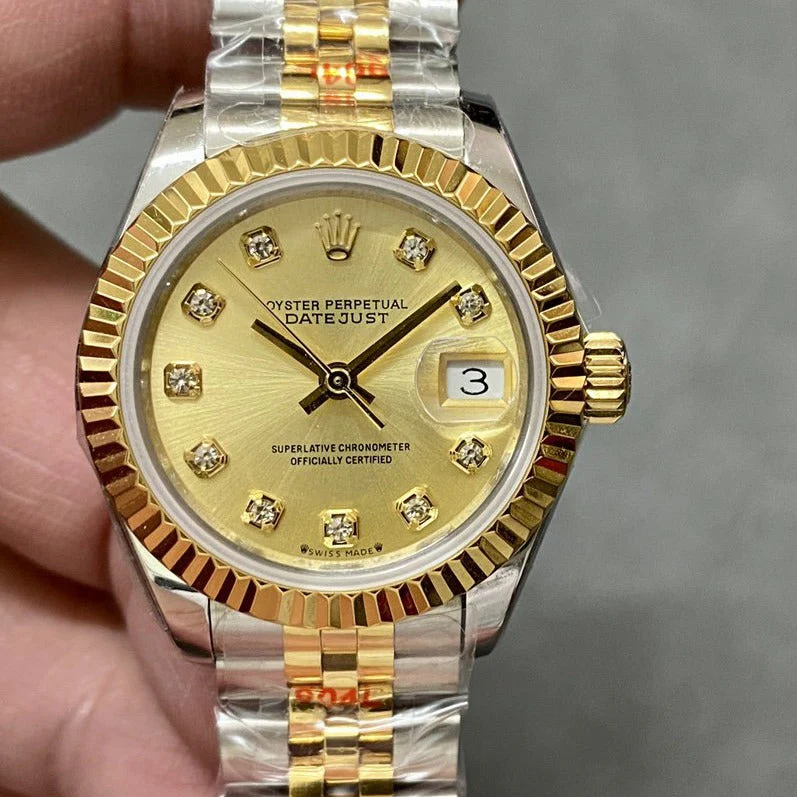 Rolex Watch DATEJUST 28MM GOLD STEEL DIAMOND NUMERALS