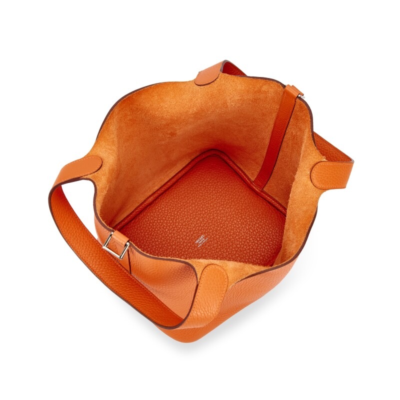 Hermes Clemence Picotin Lock Bag Silver-Orange Bag