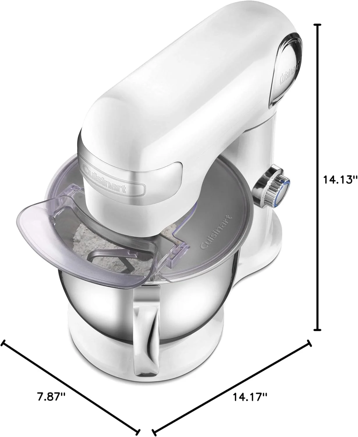 Restored Cuisinart Tilt Head Stand Mixer 12 Speed 5.5 Quart Stainless Steel Bowl Chefs Whisk Mixing Paddle Dough Hook C SM-50FR White (Refurbished)